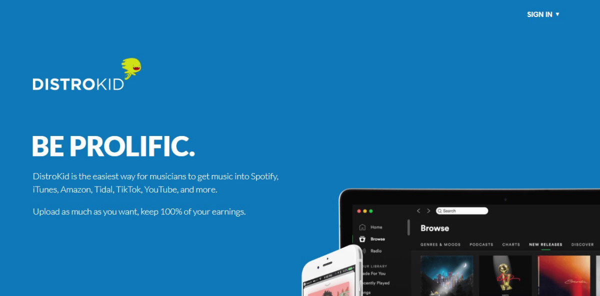 Distrokid – сервис для загрузки своей музыки сразу на несколько площадок (Spotify, iTunes, TikTok и другие)