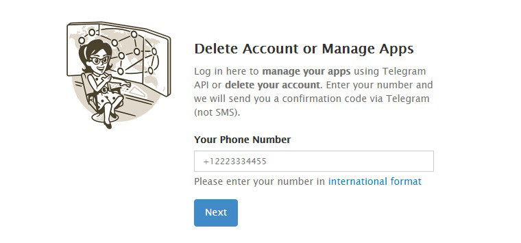Аккаунт в телеграм можно удалить через официальный сайт my.telegram.org