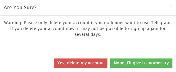 Так выглядит последний запрос на удаление, после нажатия на "Yes, delete my account", ваш аккаунт будет удален.
