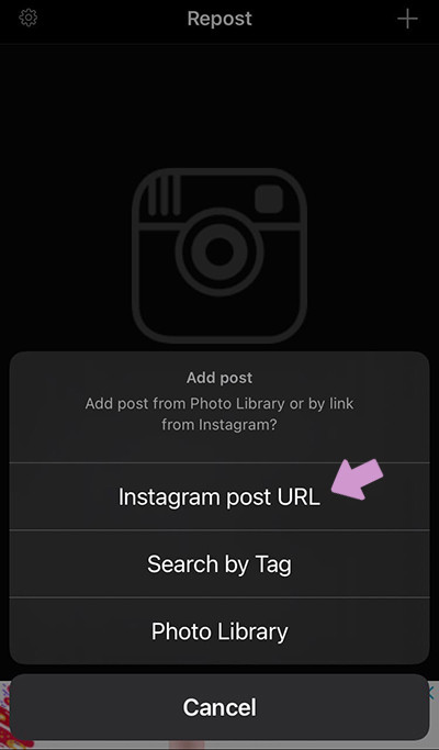 Выберите "Instagram post URL".