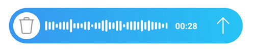 Значок корзины - удаление аудио сообщения, стрелка вверх - отправить сообщение