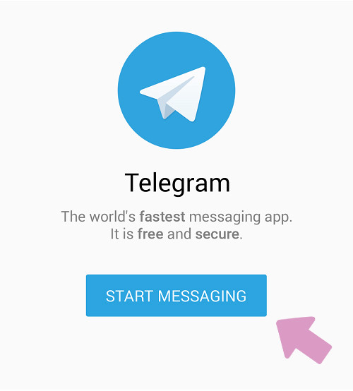 При первом запуске Телеграм нажмите кнопку "Start messaging".
