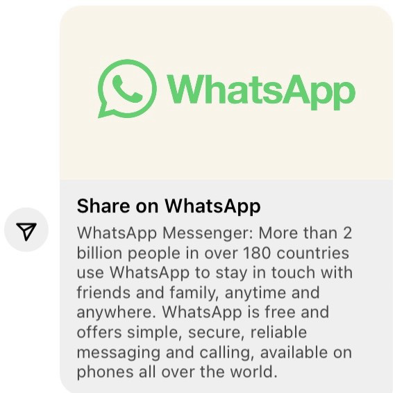 Так выглядит ссылка на WhatsApp в канале-рассылке в Инстаграм.
