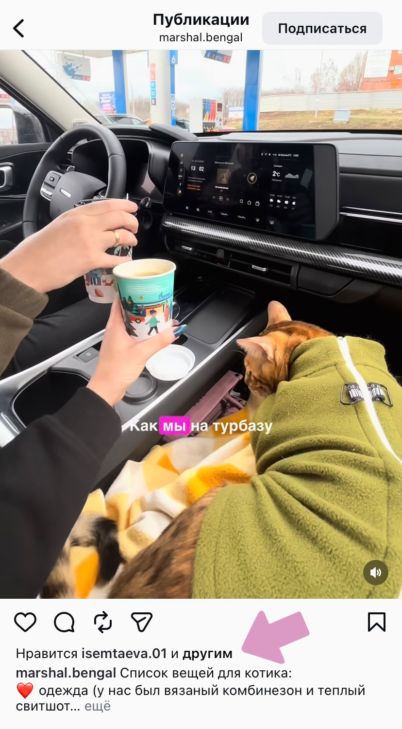 Пост → клик на слово "другим".