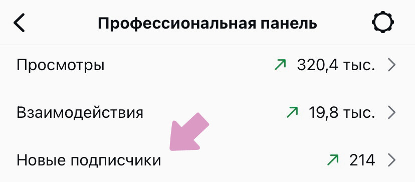 Выберите "Новые подписчики".