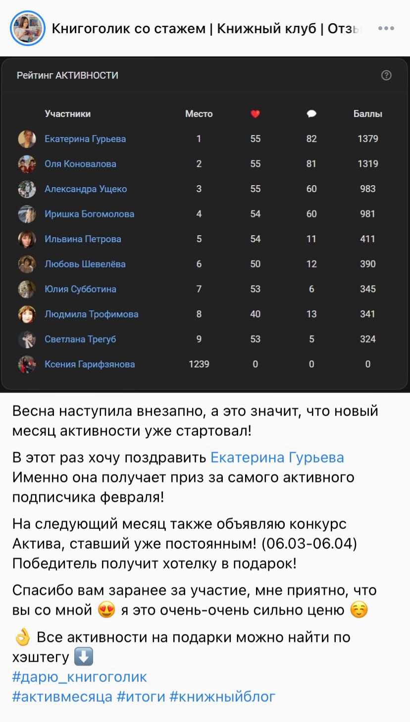 Участники вовлекаются в жизнь сообщества.