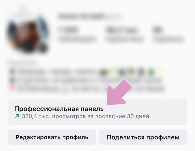 Профиля Инстаграм → "Профессиональная панель" (под шапкой аккаунта).